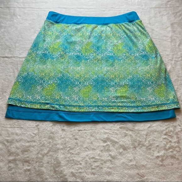 Exofficio Double Layer Blue and Green Tone Pull On Skirt Size Medium - Picture 1 of 9